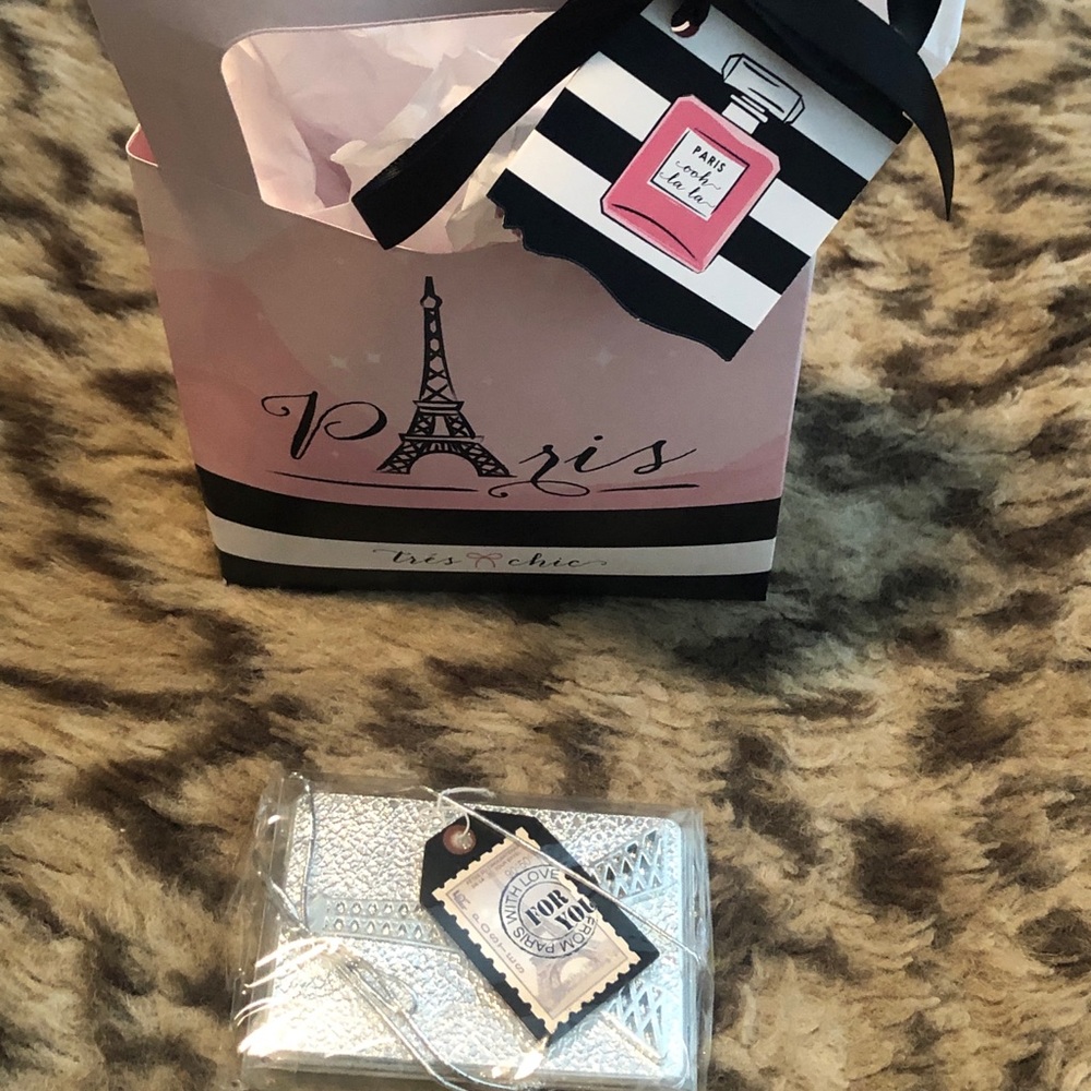 Paris Eiffel Tower Compact Mirror & Paris gift bag